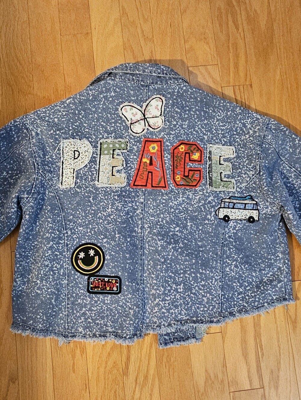 Patchwork Distressed Denim Cropped Jacket-Med-Retail $99-zara-h&m-freepeople